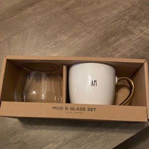 NWT Be Our Guest AM/PM mug and glass set